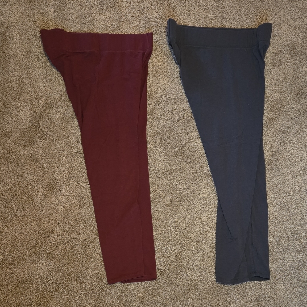 Womens Burgundy and Gray Leggings